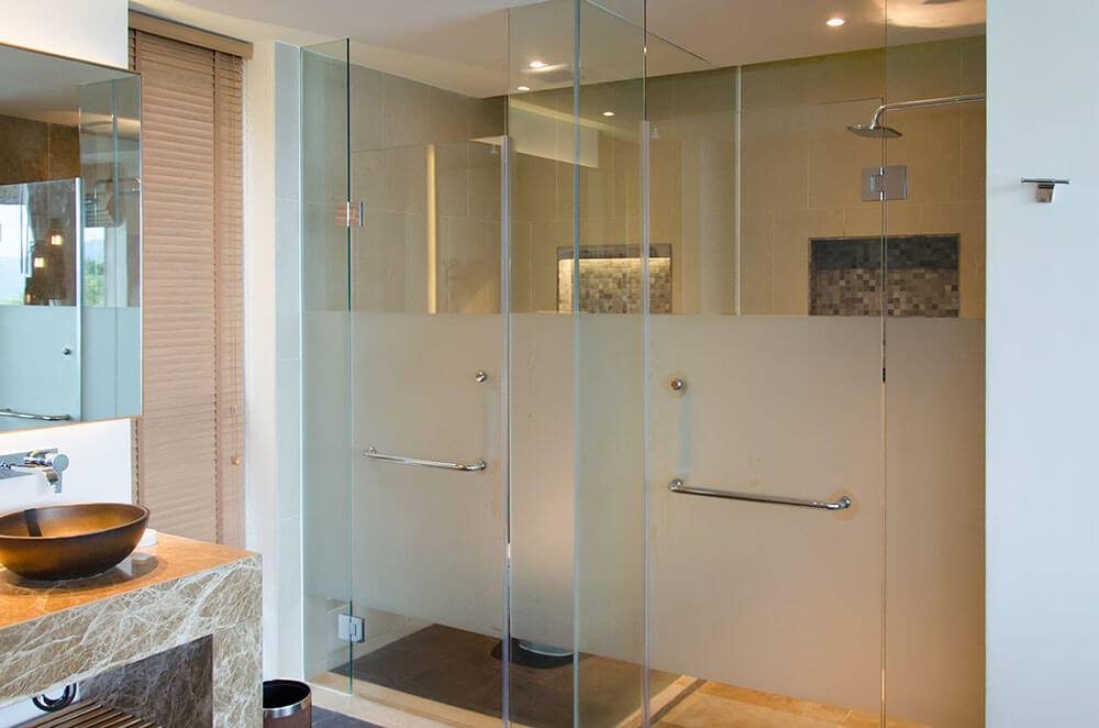 Modern interior glass bathroom shower