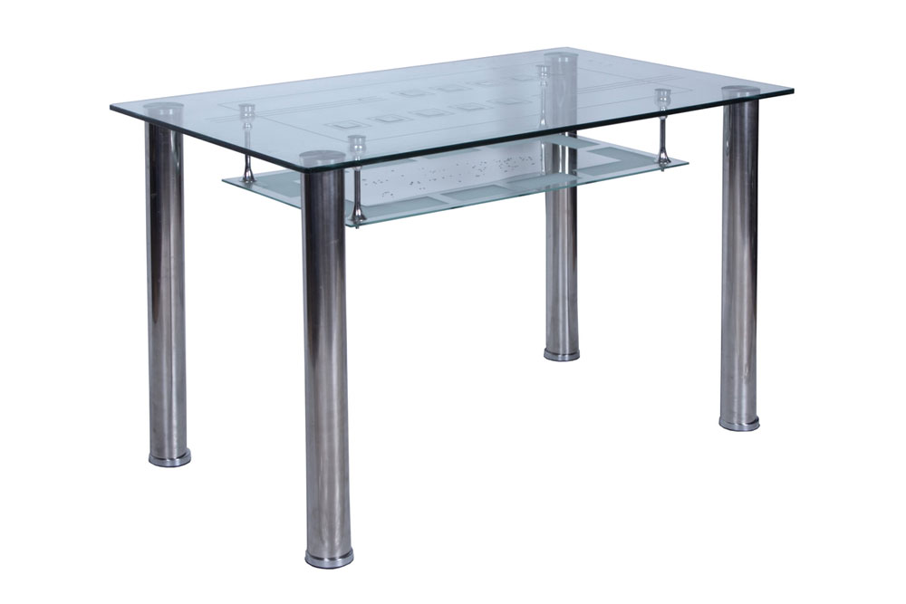 glass table top with metal leg stands