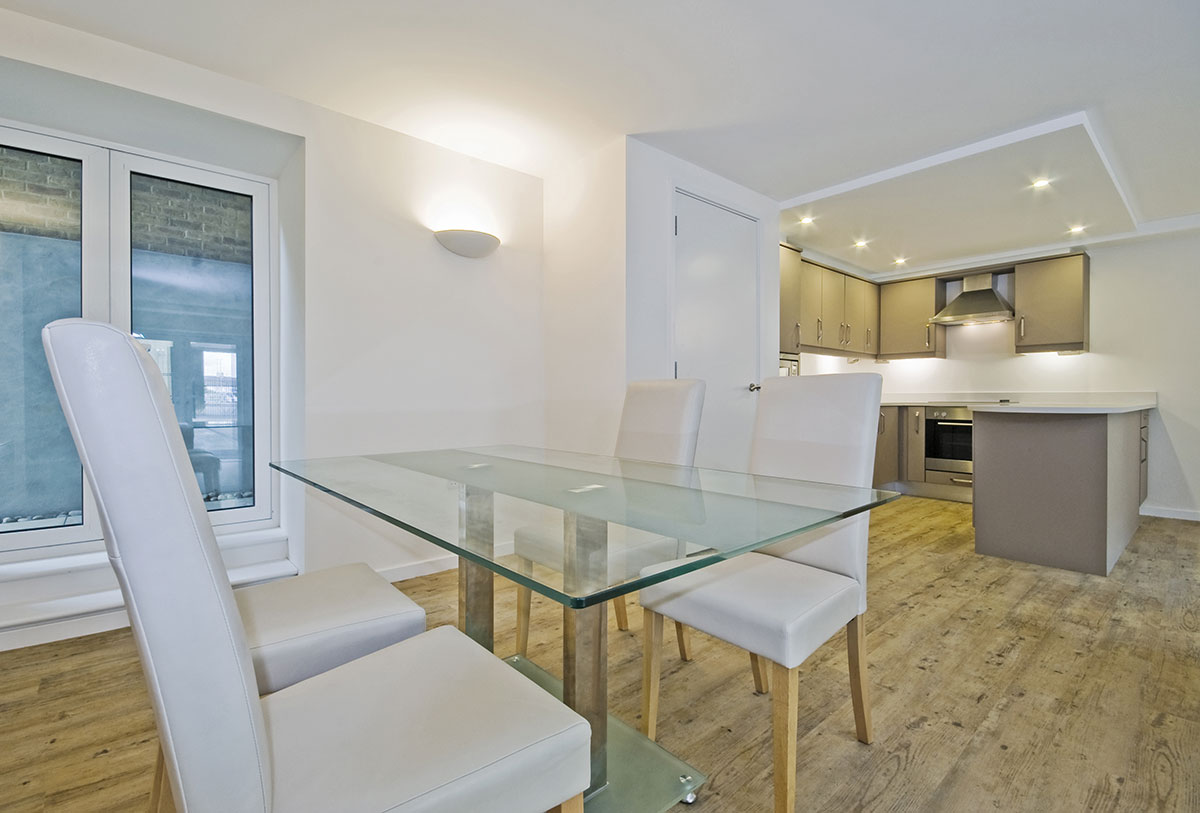 residential glass table in luxury apartment