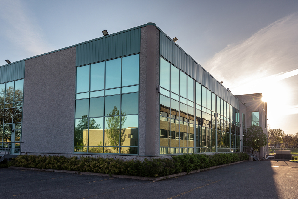 Exterior facade of building with commercial glass