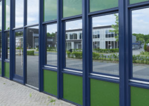Tinted and reflective windows on a modern building