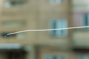 Long horizontal crack in a window