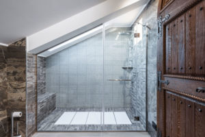 shower glass in beautiful modern bathroom