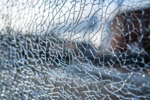 close-up photo of broken safety glass